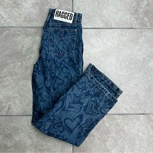The Ragged Priest Relaxed Jeans in Wavy Heart Print